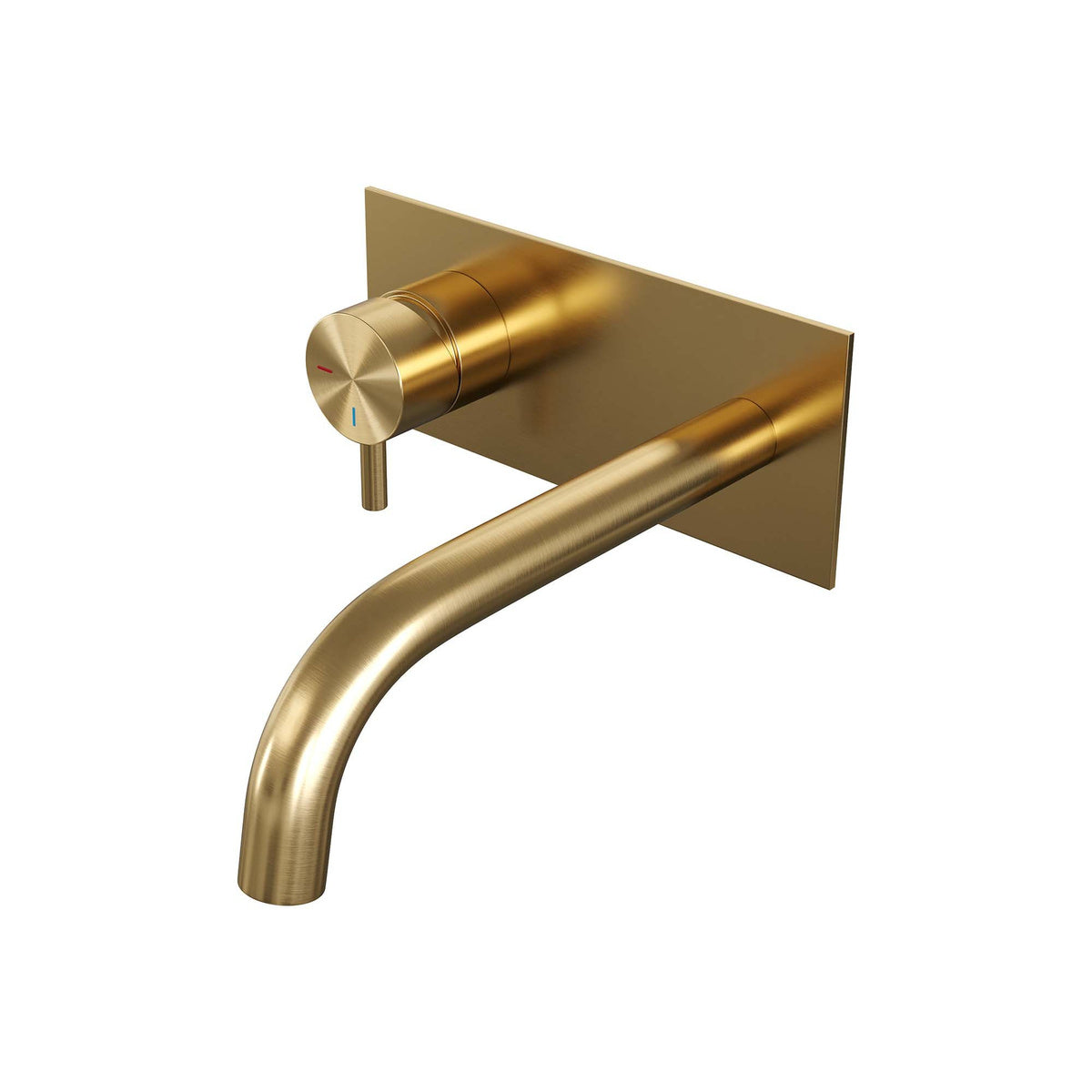 Brauer Edition inbouw wastafelmengkraan - Achterplaat - Links – Geborsteld goud PVD – Gebogen – Kort smal – 5-GG-083-B5