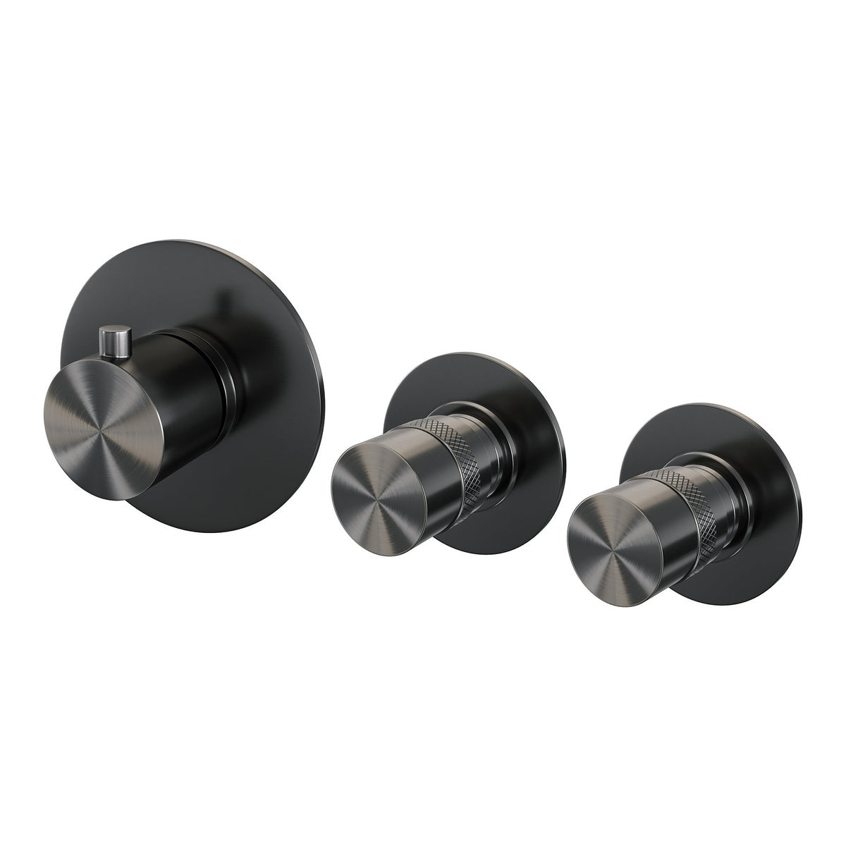 Brauer Edition inbouwthermostaat - inbouwdeel - 3 gladde knoppen - Geborsteld gunmetal PVD