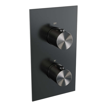 Brauer Edition 3-weg inbouwthermostaat rechthoekig met in- en afbouwdelen – Geborsteld gunmetal PVD – 5-GM-5100