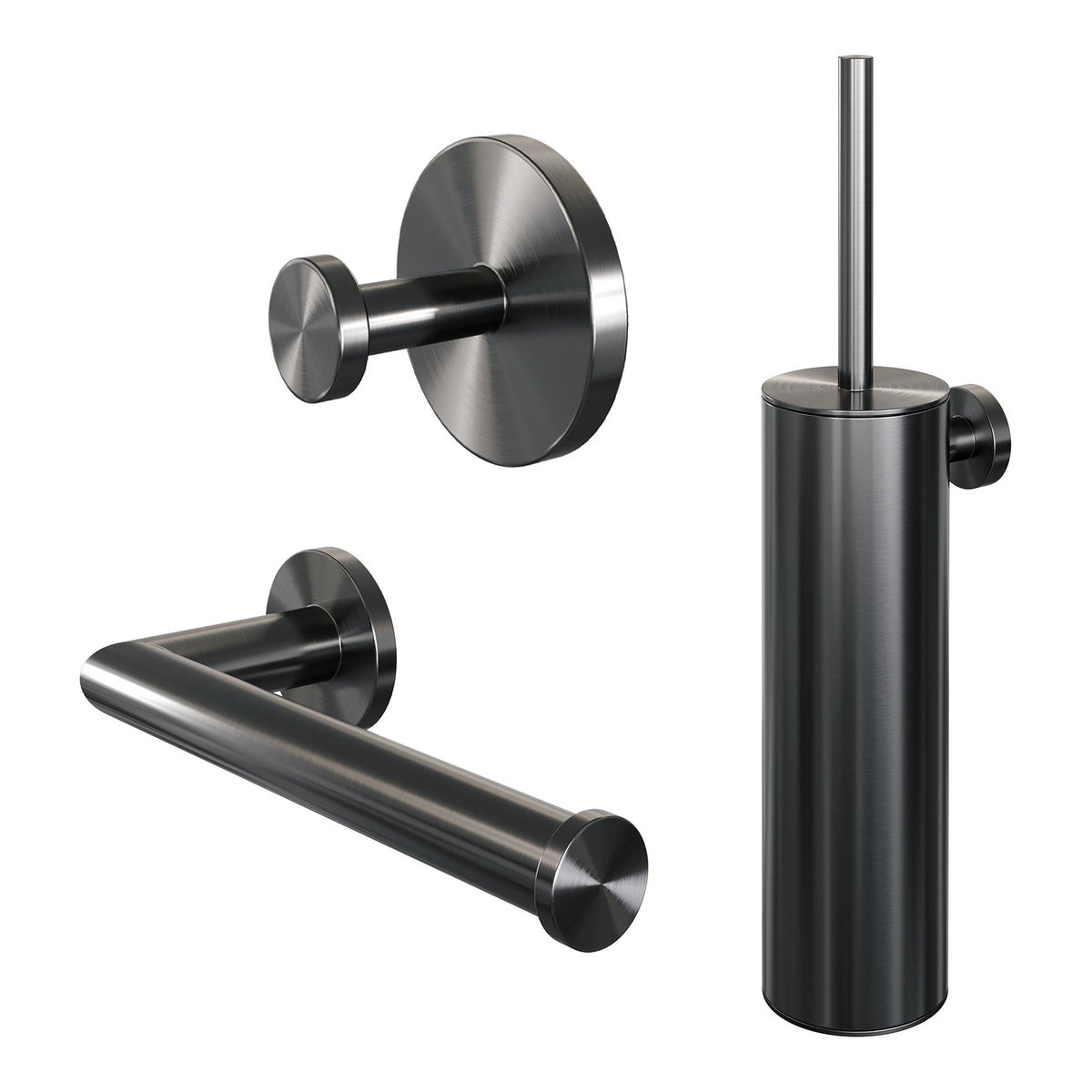 Brauer Accessoire set 3-in-1 – Geborsteld gunmetal PVD – 5-GM-323
