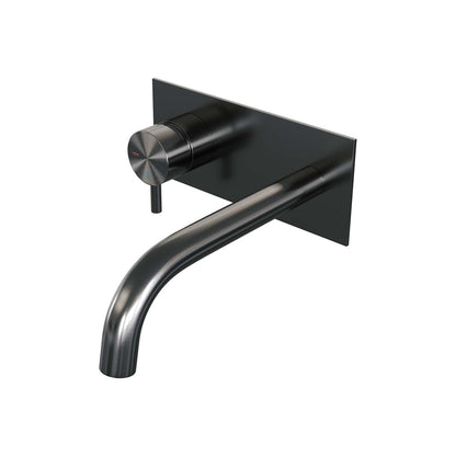 Brauer Edition inbouw wastafelmengkraan - Achterplaat - Links – Geborsteld gunmetal PVD – Gebogen – Kort smal – 5-GM-083-B5