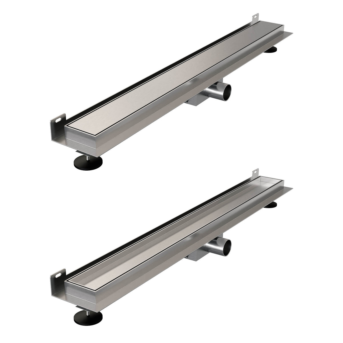Brauer douchegoot met multifunctioneel rooster en flens voor wandmontage – Geborsteld RVS – 50 cm – DR-MRFW50NG