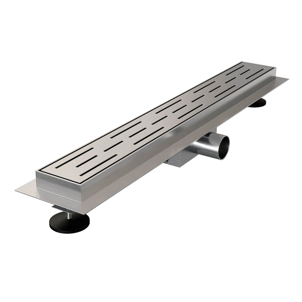 Brauer douchegoot met standaard rooster en flens – Geborsteld RVS – 50 cm – DR-SRF50NG