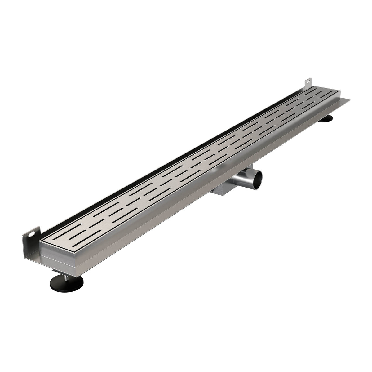 Brauer douchegoot met standaard rooster en flens voor wandmontage – Geborsteld RVS – 90 cm – DR-SRFW90NG