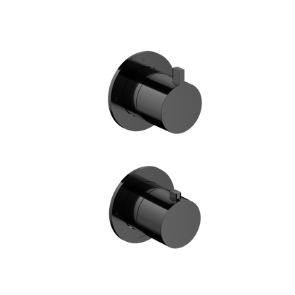 Hotbath Ace AC009EXT afbouwdeel thermostaat met 2-weg stop-omstel – Gepolijst zwart PVD