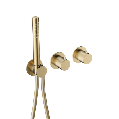 Hotbath Ace AC071EXT afbouwdeel badthermostaat met handdouche – Geborsteld messing PVD
