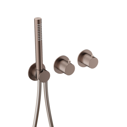 Hotbath Ace AC071EXT afbouwdeel badthermostaat met handdouche – Geborsteld koper PVD