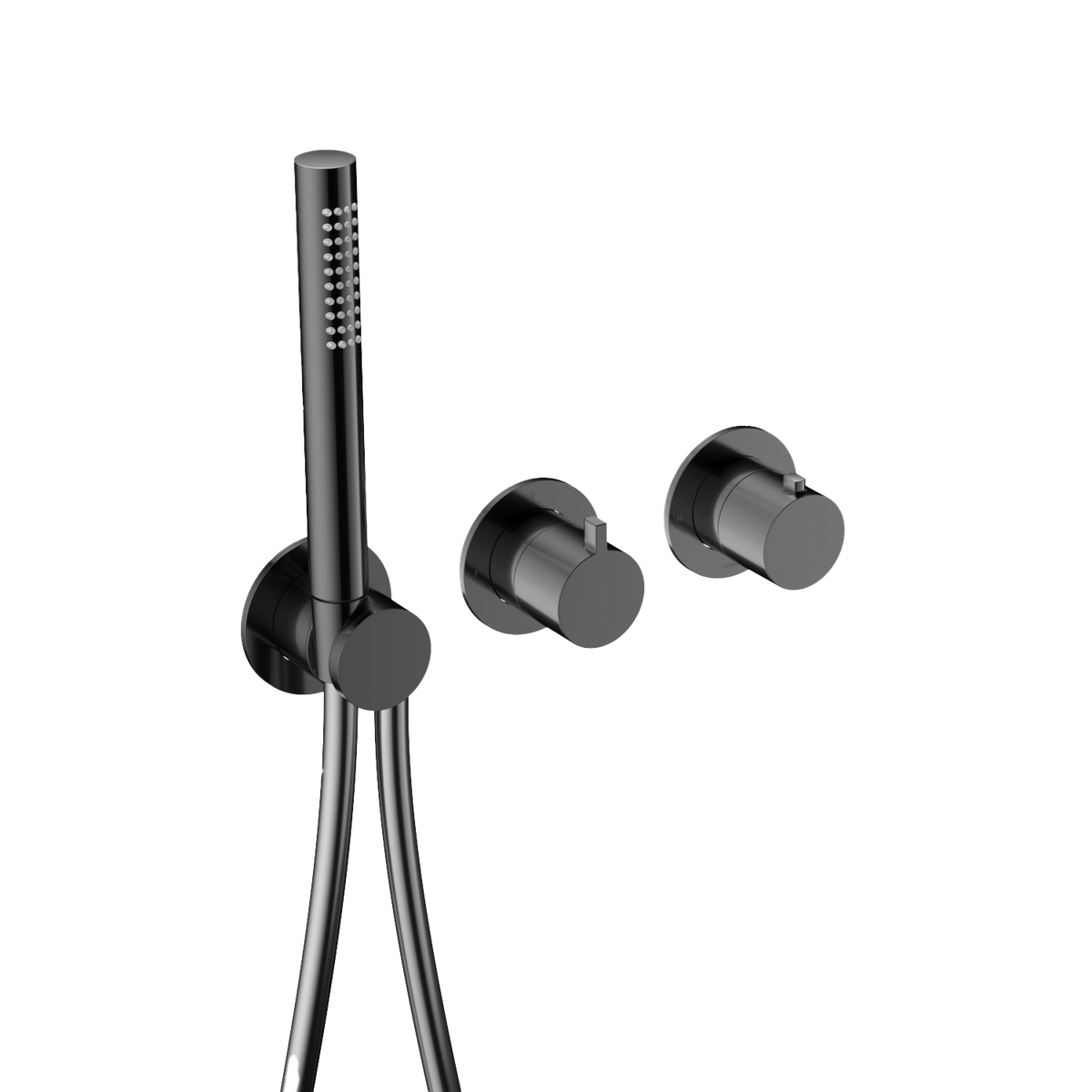 Hotbath Ace AC071EXT afbouwdeel badthermostaat met handdouche – Gepolijst zwart PVD