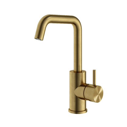 Hotbath Archie AR014 wastafelmengkraan met draaibare uitloop – Geborsteld messing PVD