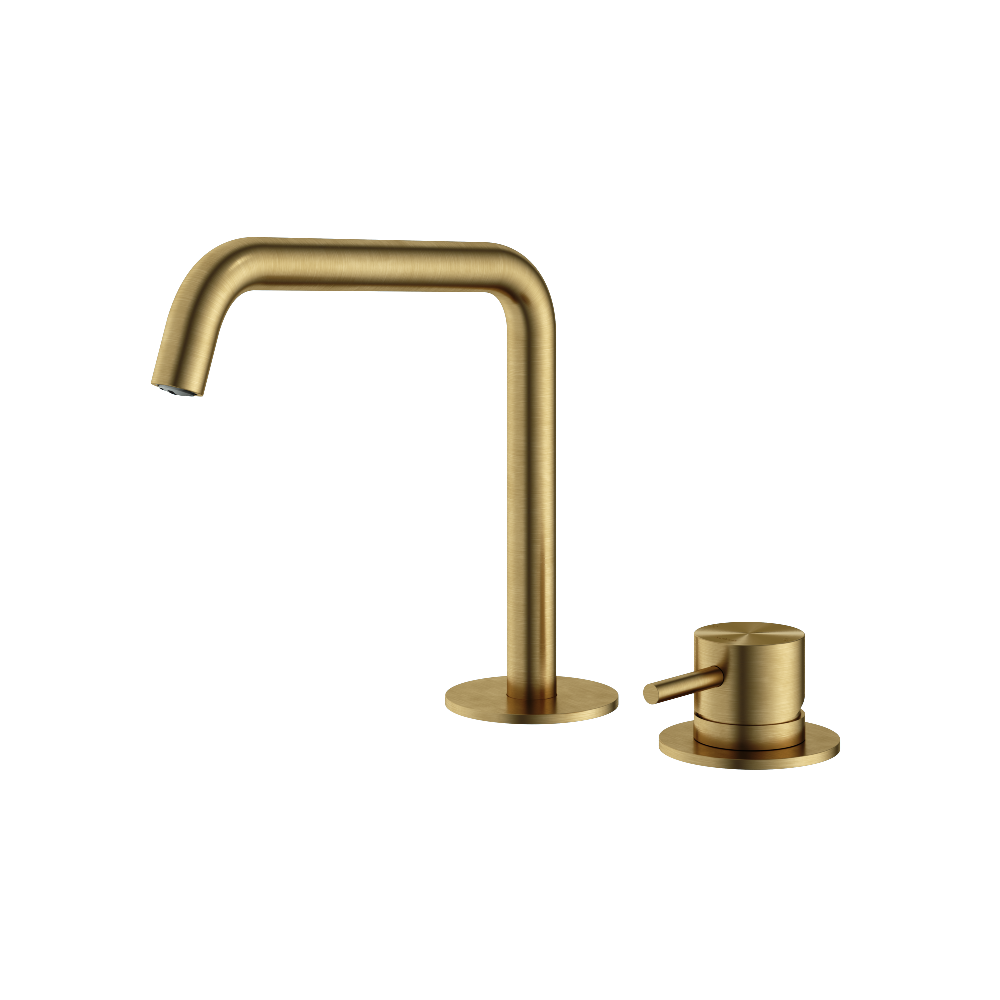 Hotbath Archie AR023 2-gats wastafelmengkraan – Geborsteld messing PVD