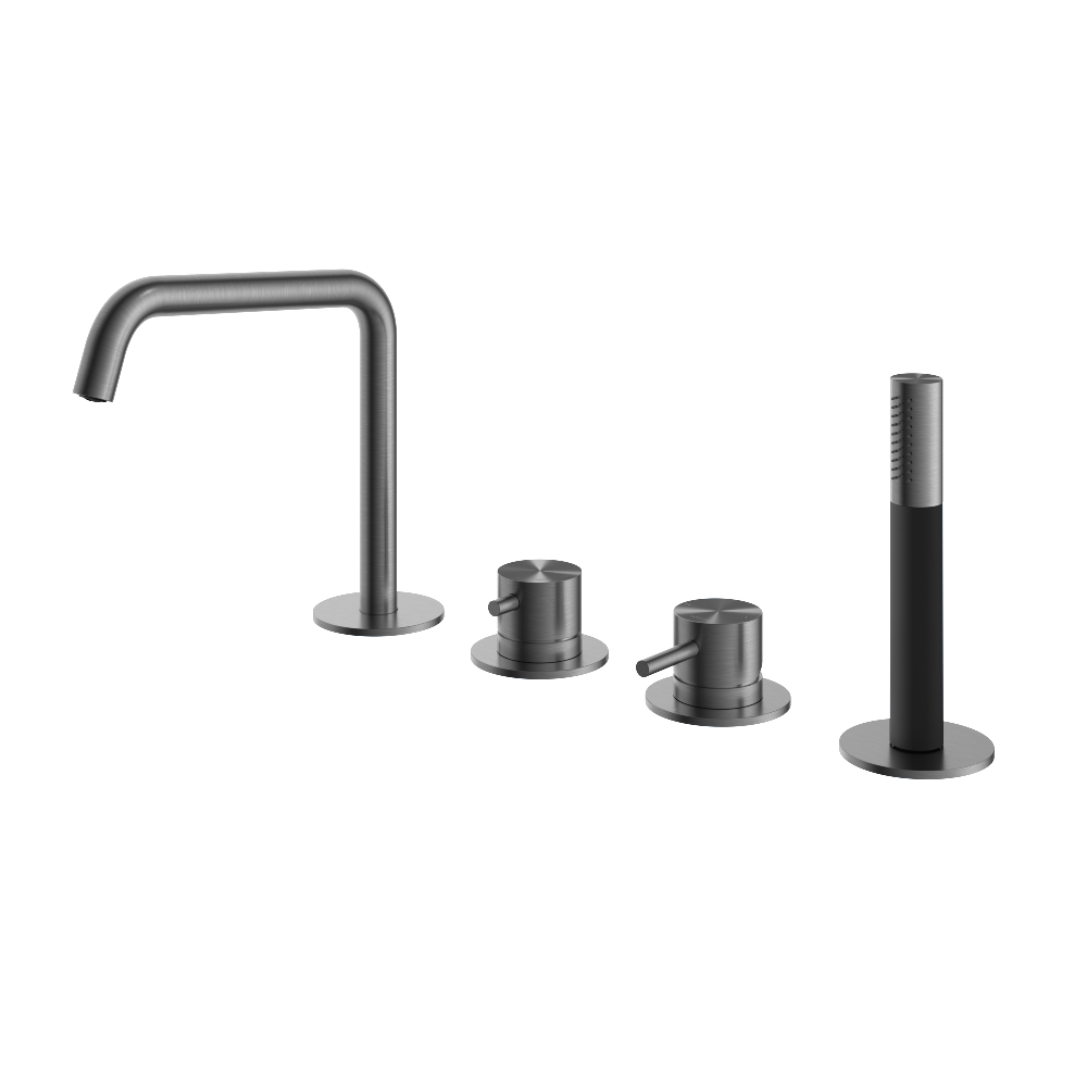 Hotbath Archie AR183 badrandcombinatie met uitloop en 2-weg omstel – Geborsteld gunmetal PVD