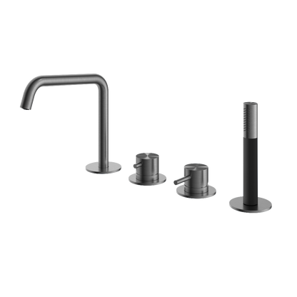 Hotbath Archie AR183 badrandcombinatie met uitloop en 2-weg omstel – Geborsteld gunmetal PVD
