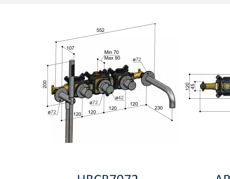 Hotbath AR7172EXT technische illustratie; gekozen kleur niet weergegeven