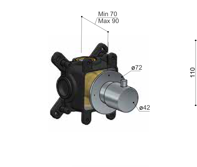 Hotbath CB7080EXT technische illustratie; gekozen kleur niet weergegeven