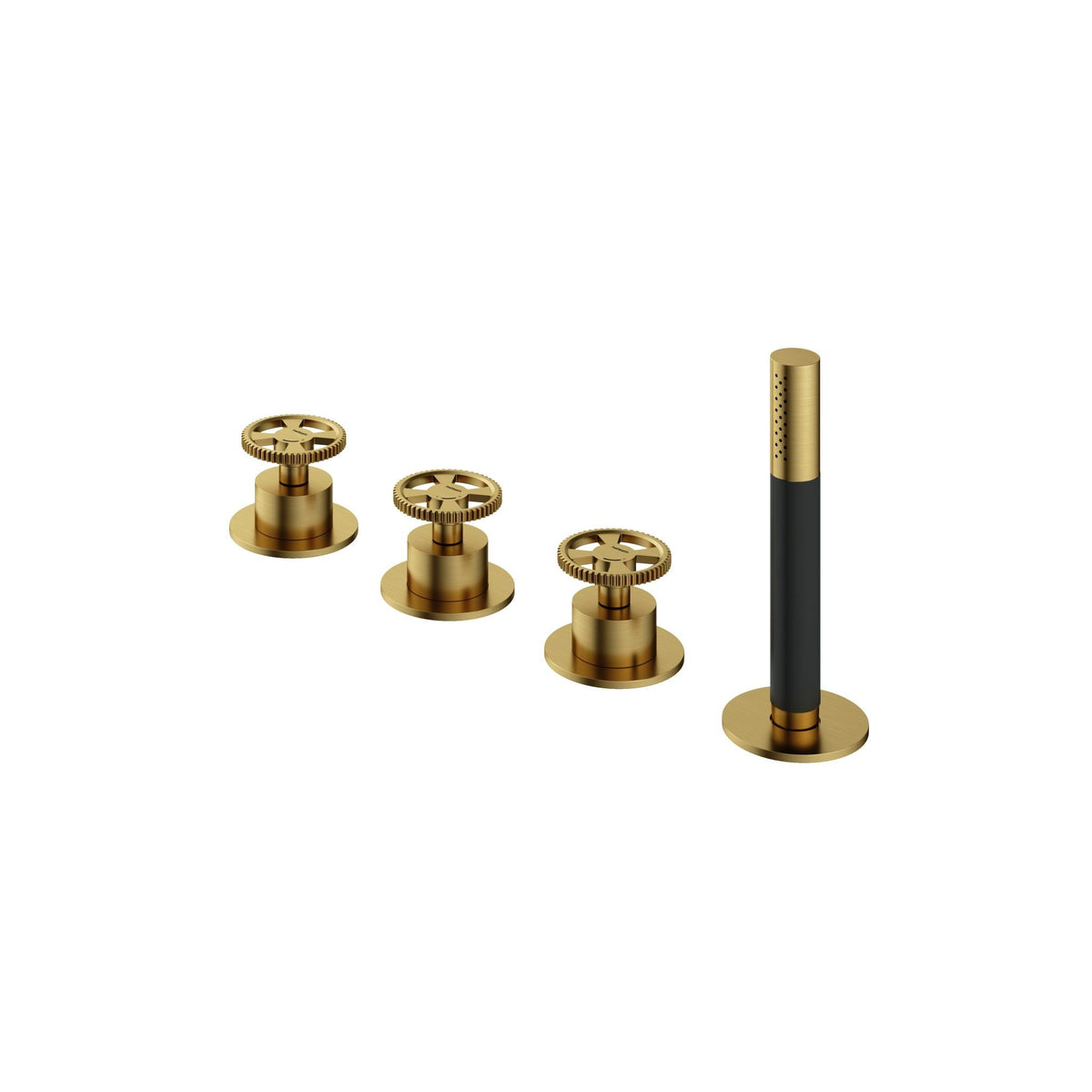 Hotbath Cobber@Work CW174 4-gats badrandcombinatie met handdouche zonder uitloop – Geborsteld messing PVD