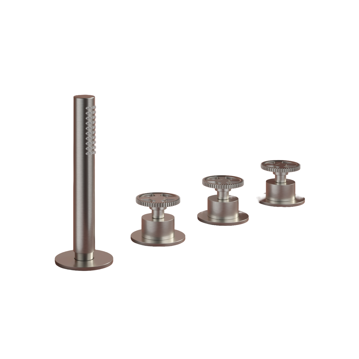 Hotbath Cobber@Work CW174 4-gats badrandcombinatie met handdouche zonder uitloop – Geborsteld nikkel