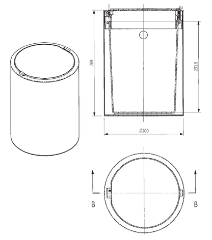Hotbath DB01 technische illustratie; gekozen kleur niet weergegeven