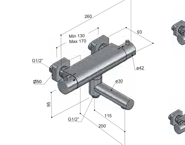 Hotbath GL020 technische illustratie; gekozen kleur niet weergegeven