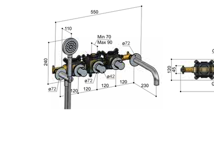 Hotbath GY7072REXT technische illustratie; gekozen kleur niet weergegeven