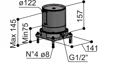 Hotbath HBAR091 inbouwdeel – technische tekening uit de Hotbath catalogus
