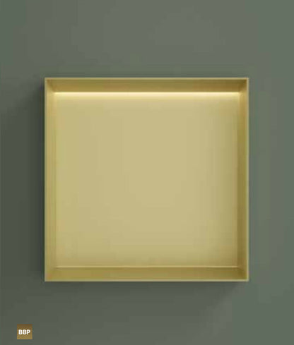 Hotbath BOX030FLBBP – Inbouwbox of inbouwnis 30x30x10cm frameless + LED – Geborsteld messing PVD