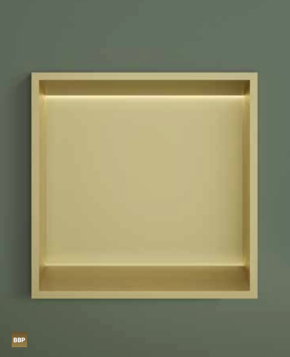 Hotbath BOX030LBCP – Inbouwbox of inbouwnis 30x30x10cm with LED IP44 – Geborsteld koper PVD
