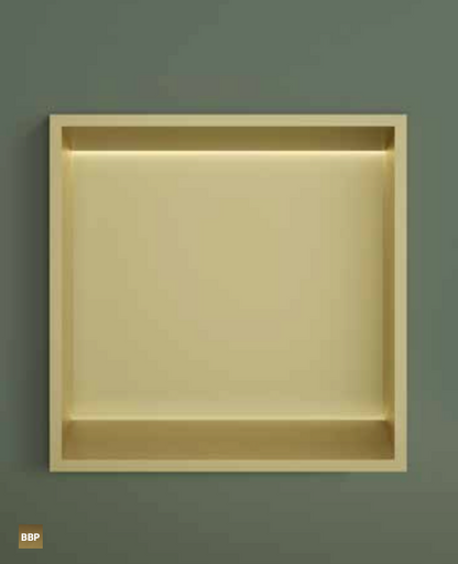 Hotbath BOX030LBCP – Inbouwbox of inbouwnis 30x30x10cm with LED IP44 – Geborsteld koper PVD