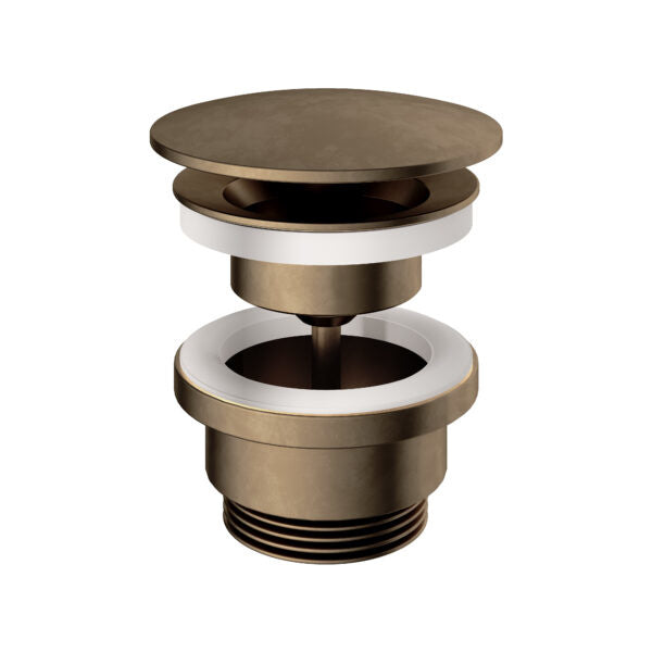 Hotbath P708AB – Always open plug met schroef rond – Verouderd messing