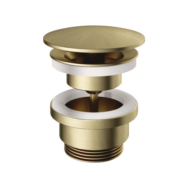 Hotbath P708BB – Always open plug met schroef rond – Geborsteld messing