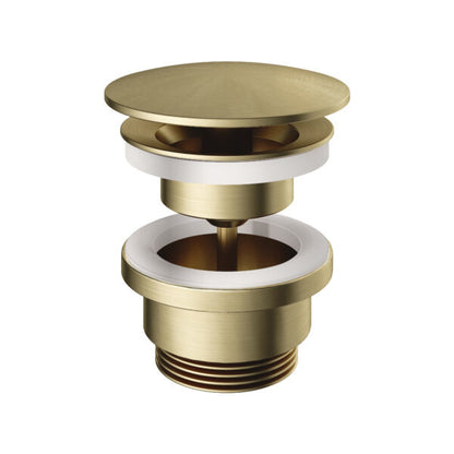 Hotbath P708BB – Always open plug met schroef rond – Geborsteld messing