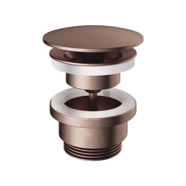 Hotbath P708BCP – Always open plug met schroef rond – Geborsteld koper PVD