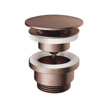 Hotbath P708BCP – Always open plug met schroef rond – Geborsteld koper PVD