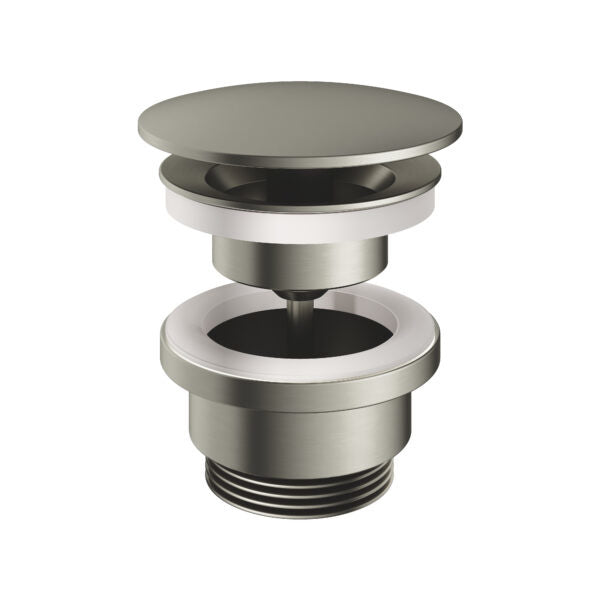Hotbath P708GN – Always open plug met schroef rond – Geborsteld nikkel