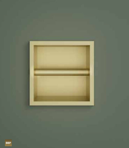 Hotbath PH016BBP – Inbouw toiletrol houder 16x16x12,6cm – Geborsteld messing PVD