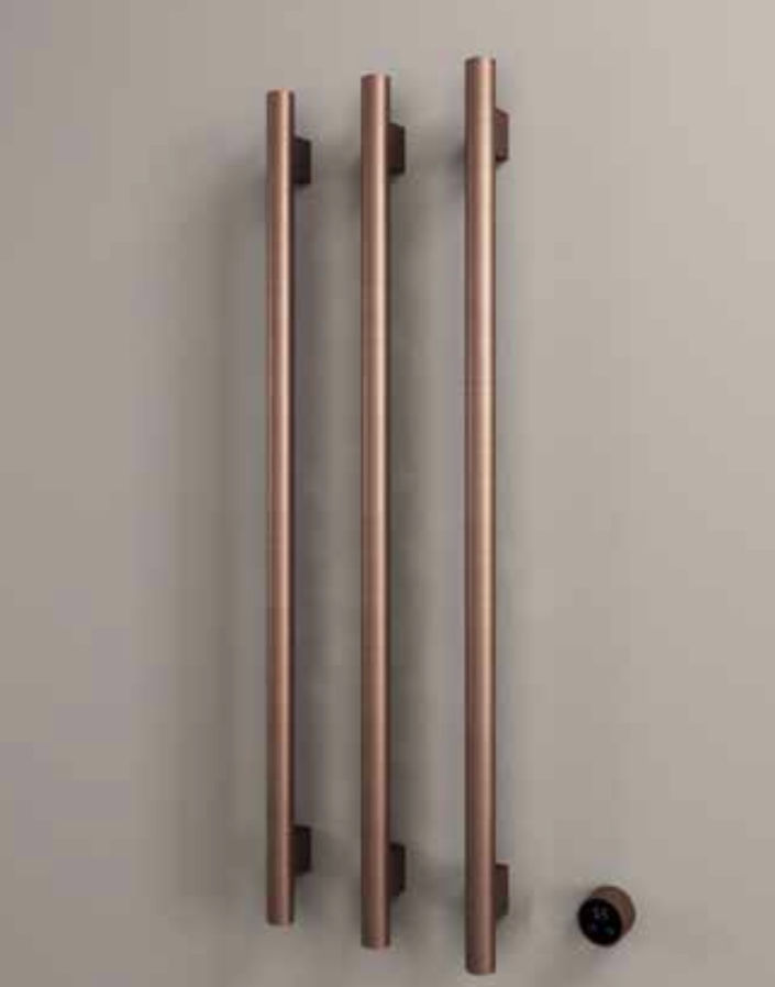Hotbath RARV135-3BGP – set van 3 rails  RARV135 ROUND135 cm met separate schakelaar excl inbouw element – Geborsteld gunmetal PVD
