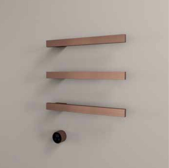 Hotbath RAS50-3BGP – set van 3 rails RAS50 SQUARE 50 cm met separate schakelaar excl inbouw element – Geborsteld gunmetal PVD
