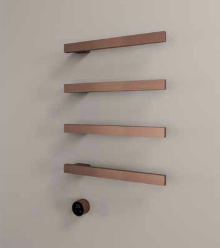 Hotbath RAS50-4BBP – set van 4 rails RAS50 SQUARE 50 cm met separate schakelaar excl inbouw element – Geborsteld messing PVD
