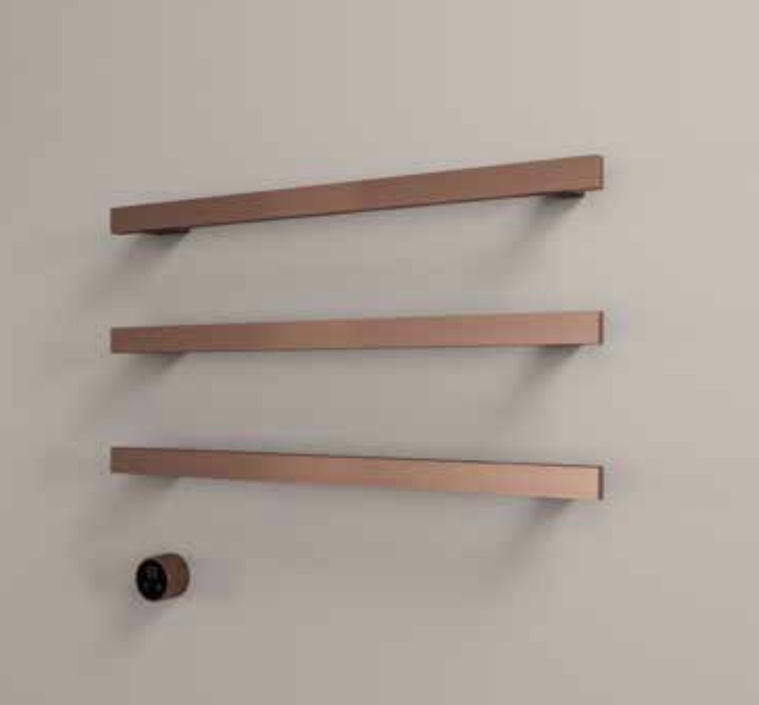 Hotbath RAS80-3BCP – set van 3 rails RAS80 SQUARE 80 cm met separate schakelaar excl inbouw element – Geborsteld koper PVD