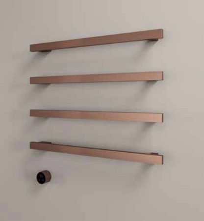 Hotbath RAS80-4BCP – set van 4 rails RAS80 SQUARE 80 cm met separate schakelaar excl inbouw element – Geborsteld koper PVD