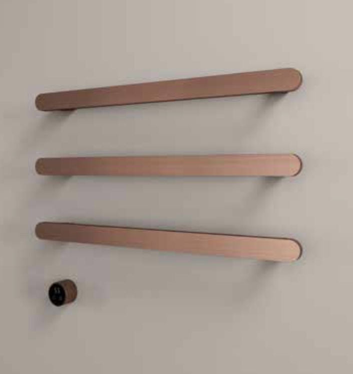 Hotbath RASS80-3BCP – set van 3 rails RASS80 SOFT SQUARE 80 cm met separate schakelaar excl inbouw element – Geborsteld koper PVD