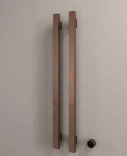 Hotbath RASV135-2BCP – set van 2 rails  RASV135 SQUARE135 cm met separate schakelaar excl inbouw element – Geborsteld koper PVD