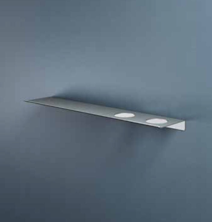 Hotbath SH060H2MBP – Planchet 60 cm inclusief bevestigings rails met 2 uitsparingen voor een zeepdispenser of beker – Geborsteld zwart PVD