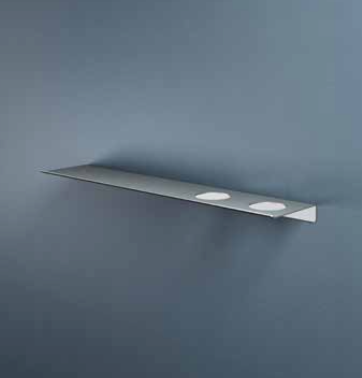 Hotbath SH060H2TB – Planchet 60 cm inclusief bevestigings rails met 2 uitsparingen voor een zeepdispenser of beker – Tuscan bronze