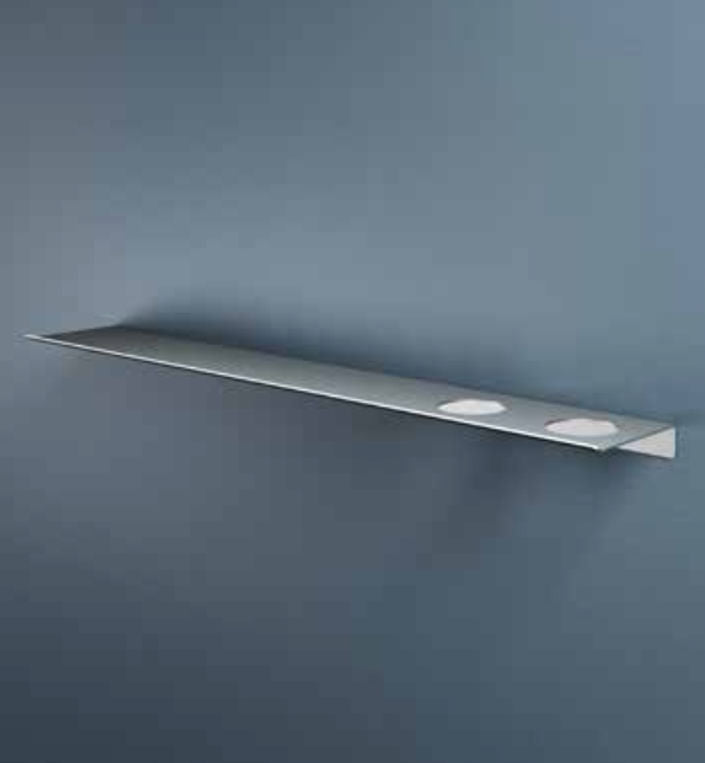Hotbath SH080H2BBP – Planchet 80 cm inclusief bevestigings rails met 2 uitsparingen voor een zeepdispenser of beker – Geborsteld messing PVD