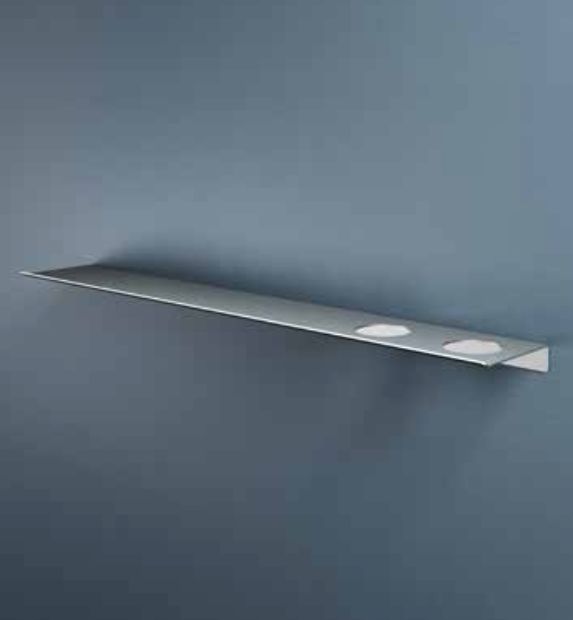 Hotbath SH080H2IX – Planchet 80 cm inclusief bevestigings rails met 2 uitsparingen voor een zeepdispenser of beker – RVS 316