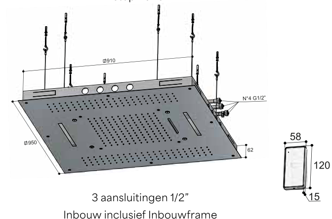 Hotbath M173 – technische illustratie; gekozen kleur wordt niet weergegeven