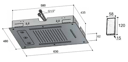 Hotbath M190 – technische illustratie; gekozen kleur wordt niet weergegeven