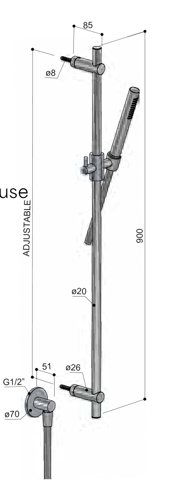 Hotbath M317 – technische illustratie, geen kleurweergave
