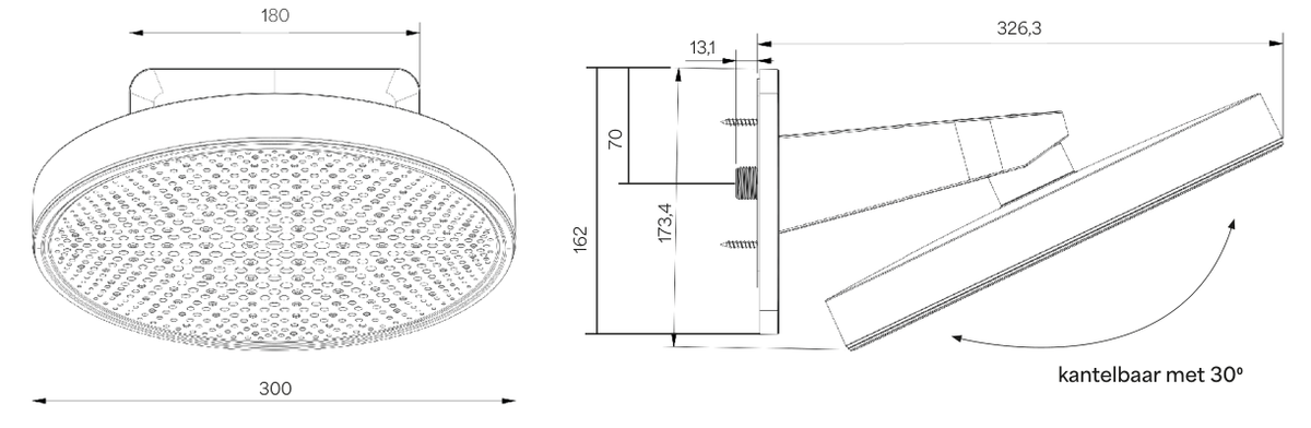 Hotbath M420 technische illustratie; gekozen kleur niet weergegeven