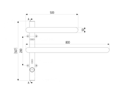 Hotbath RASS8050 technische illustratie; gekozen kleur niet weergegeven
